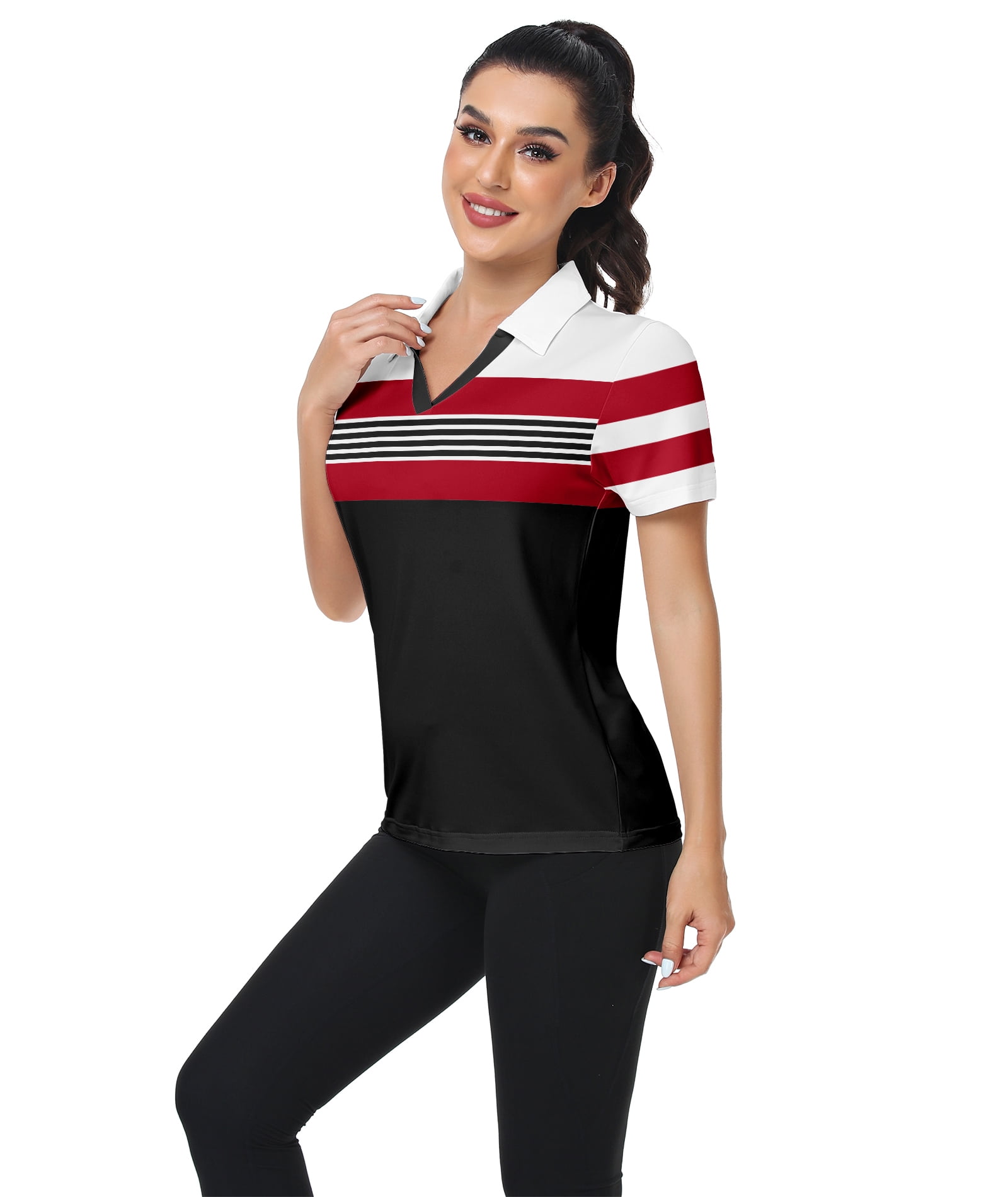 SCODI Women's Golf Shirts Short Sleeve Collared Polo Shirt Moisture