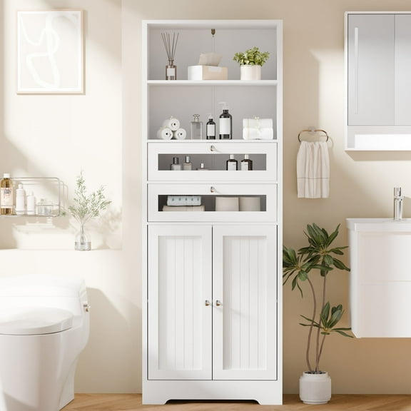 Tolead Freestanding Storage Cabinet with Soft Close Doors, White