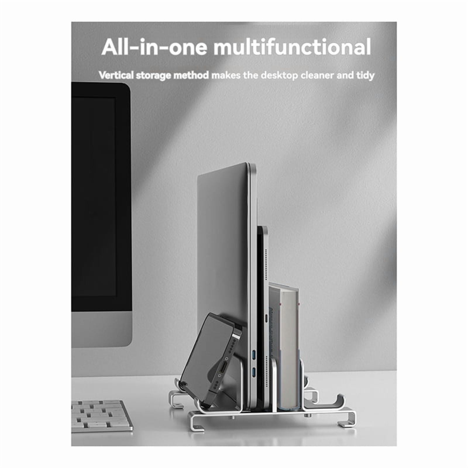 Laptop Stand Holder Adjustable Vertical Desktop Notebook Dock Space-Saving Computer Stand Silver