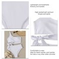 thumbnail image 4 of Traje de baño para mujer, talle alto, correa para un solo hombro, transpirable, elástico, simple, elegante, trajes de baño divididos para fiestas en la playa, blanco puro L, 4 of 5