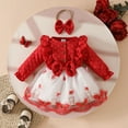 thumbnail image 2 of Jkety Baby Girl Clothes Newborn Baby Girl Dress Toddler Long Sleeve Ruffle Floral Dress Infant Girl Outfit Cute Baby Fall/Winter Dresses for Girls Red,18-24 Months, 2 of 7