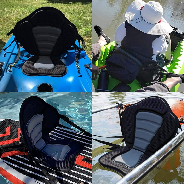Kayak Seats with Back Support for Sit On Top,Adjustable Cushioned Seat Pad  with Back Storage Bag, Padded Canoe Seat Comfortable Kayak Seat Cushion for  Paddle Board,Kayaking,Fishing,Boat Rafting 