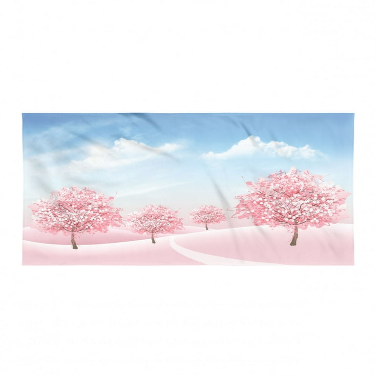 Pink Cherry Blossoms Sand Free Beach Towel Oversized Absorbent Bath Towel  Large Hand Towels for Swimming