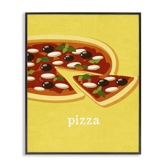 Stupell Industries Delicious Pizza on Yellow Food & Beverage Painting Black Framed Art Print Wall Art, 11 x 14