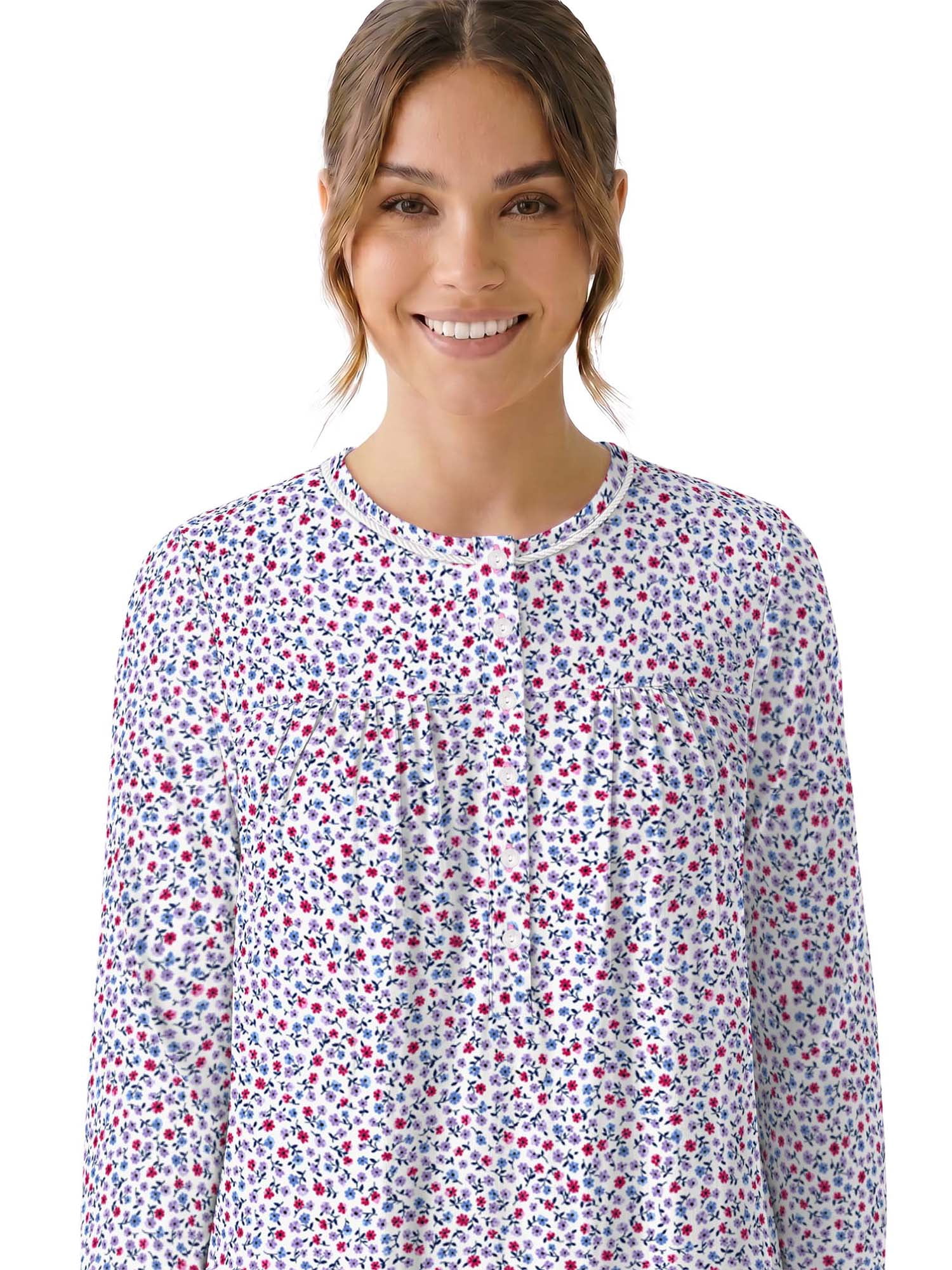 Aria Women’s Long Sleeve Stretch Velour 44" Sleepwear Nightgown, Sizes XS-5X