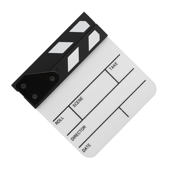 Mini Acrylic Director Scene Clapperboard, 5.9 X 6.5 X 2inch TV Movie Action Board Film Cut Prop with Pen Black & White