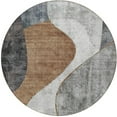 thumbnail image 5 of 8' Gray Charcoal And Brown Round Abstract Washable Indoor Outdoor Area Rug, 5 of 5
