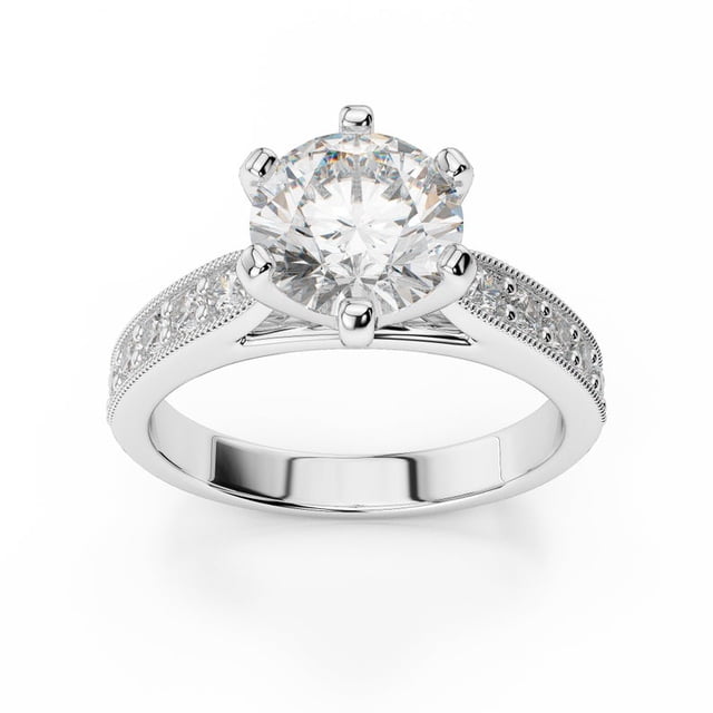 1.50 Ct Solitaire Round Natural Moissanite Diamond Wedding Beautiful Rings for Ladies Solid 14K White Gold