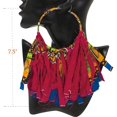 thumbnail image 3 of African Tassel Women Earrings Ankara Fringe Hoop Earrings Women WYB1198, 3 of 3