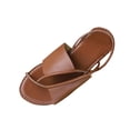 thumbnail image 3 of Women's Toe Post Sandals, Faux Leather Crisscross Flat Slides, Comfortable Wide Width Casual Dress Sandals for Beach Daily Summer, Black/Brown/White, 3 of 10