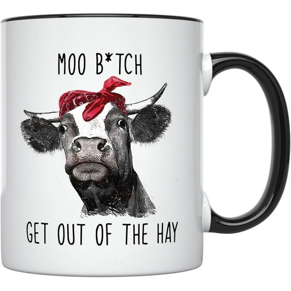 YouNique Designs Cow Mug, 11 Ounces, Cow Gifts For Cow Lovers, Cow Cup, Cow Coffee Mug, Farmers Coffee Mugs (White)
