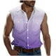 thumbnail image 2 of Camiseta sin mangas con cuello vuelto para hombre, estilo informal, a la moda, con estampado degradado, cuello vuelto, sin mangas, bolsillos, deportiva, de poliéster, 2 of 5