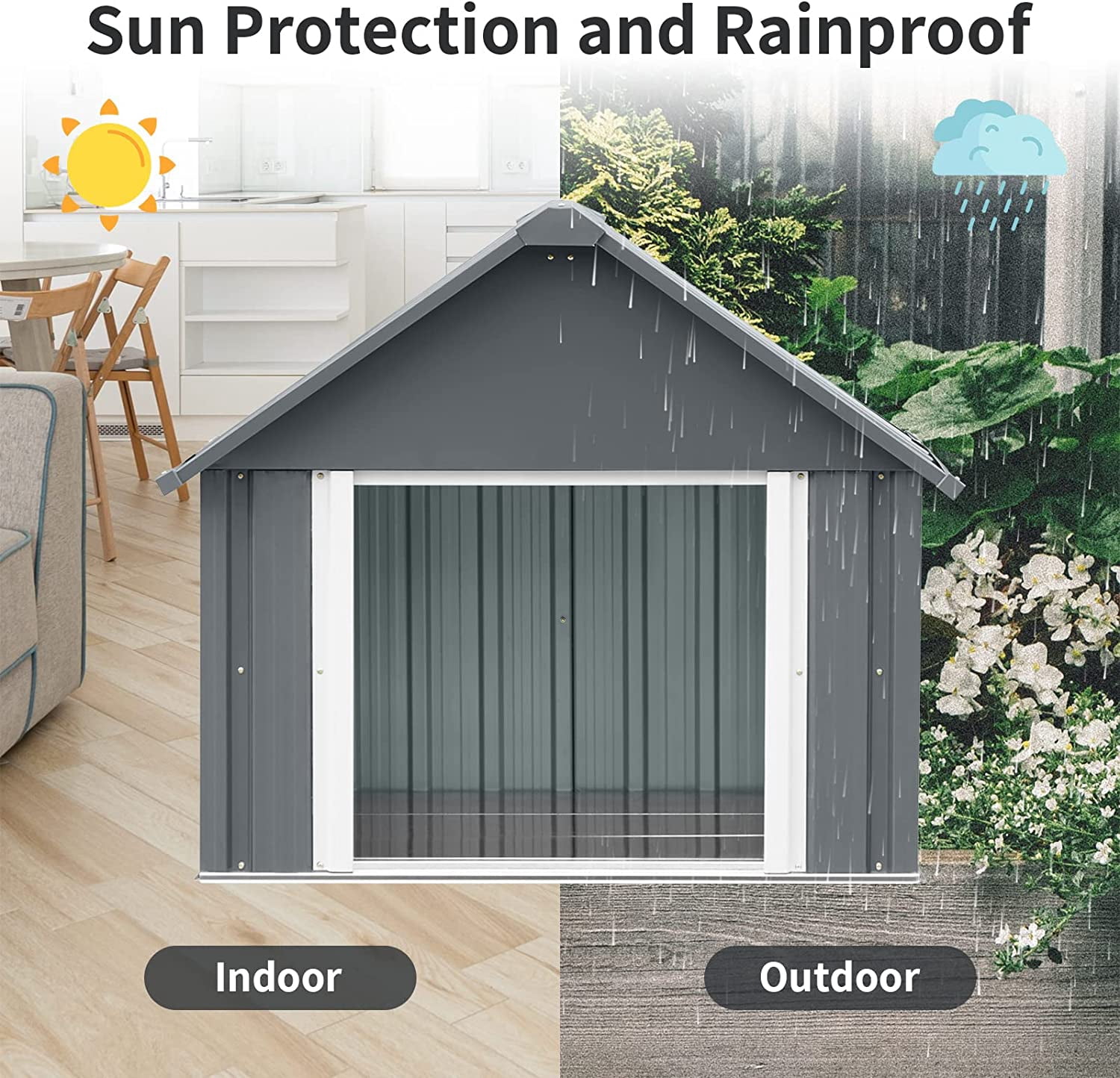 Large Dog House for Dog Outdoor Indoor Waterproof Dog House Kneel Weather & Water Resistant Pet Kennel