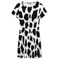 thumbnail image 3 of Black And White Cow Print Dress Summer Street Style Dresses Female Short Sleeve Printed Sundress, 3 of 7