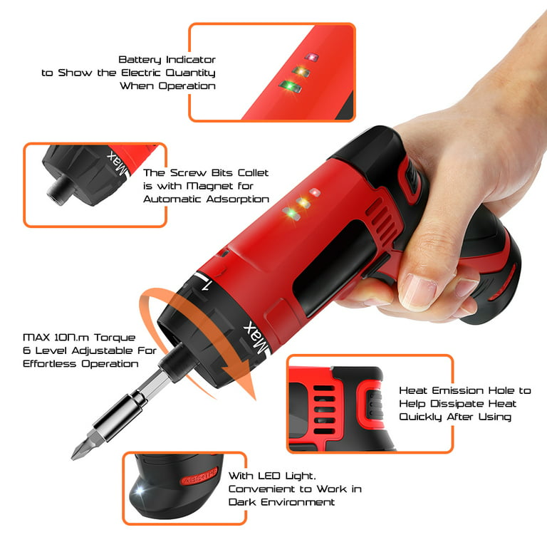 NoCry Commercial Grade Electric Screwdriver Cordless with Built-in LED  Light - Cordless Screwdriver Kit with 31pcs Screw Bits - Rechargeable  Battery