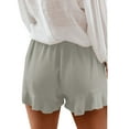 thumbnail image 5 of Women Plus Size Comfy Casual Elastic Waist Pure Color Shorts Summer Beach Lightweight Ruffle Short Pants with Pockets, 5 of 7