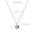 thumbnail image 5 of Brilliance Fine Jewelry Sterling Silver Rhodium Plated Puff Heart on Beaded Chain Necklace, 16"+2", 5 of 6
