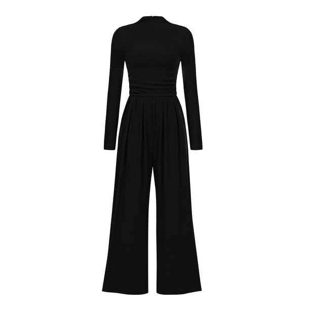 Mono Enterizo PRETTYGARDEN de Manga Larga con Cuello Simulado Negro XL