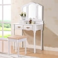 thumbnail image 2 of Gymax Vanity Makeup Dressing Table Stool Set w/ Folding Mirror 4 Drawers White, 2 of 9