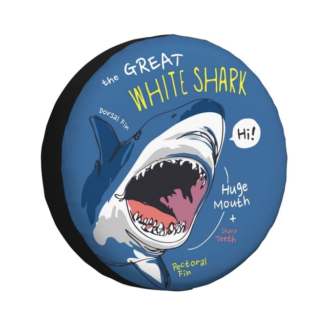 Balery Great White Shark Cubiertas para Neumáticos - Protector Resistente para Neumáticos de Camioneta, SUV, Remolque, Camper y RV-16 inch
