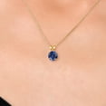 thumbnail image 3 of Gem Stone King 14K Yellow Gold Blue Created Sapphire Pendant Necklace for Women | 1.00 Cttw | Gemstone September Birthstone | Round 6MM | With 18 inch Chain, 3 of 6