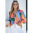 thumbnail image 5 of Women's Multicolor Swirl Color Block Print Lantern Sleeve Shirt, 5 of 5