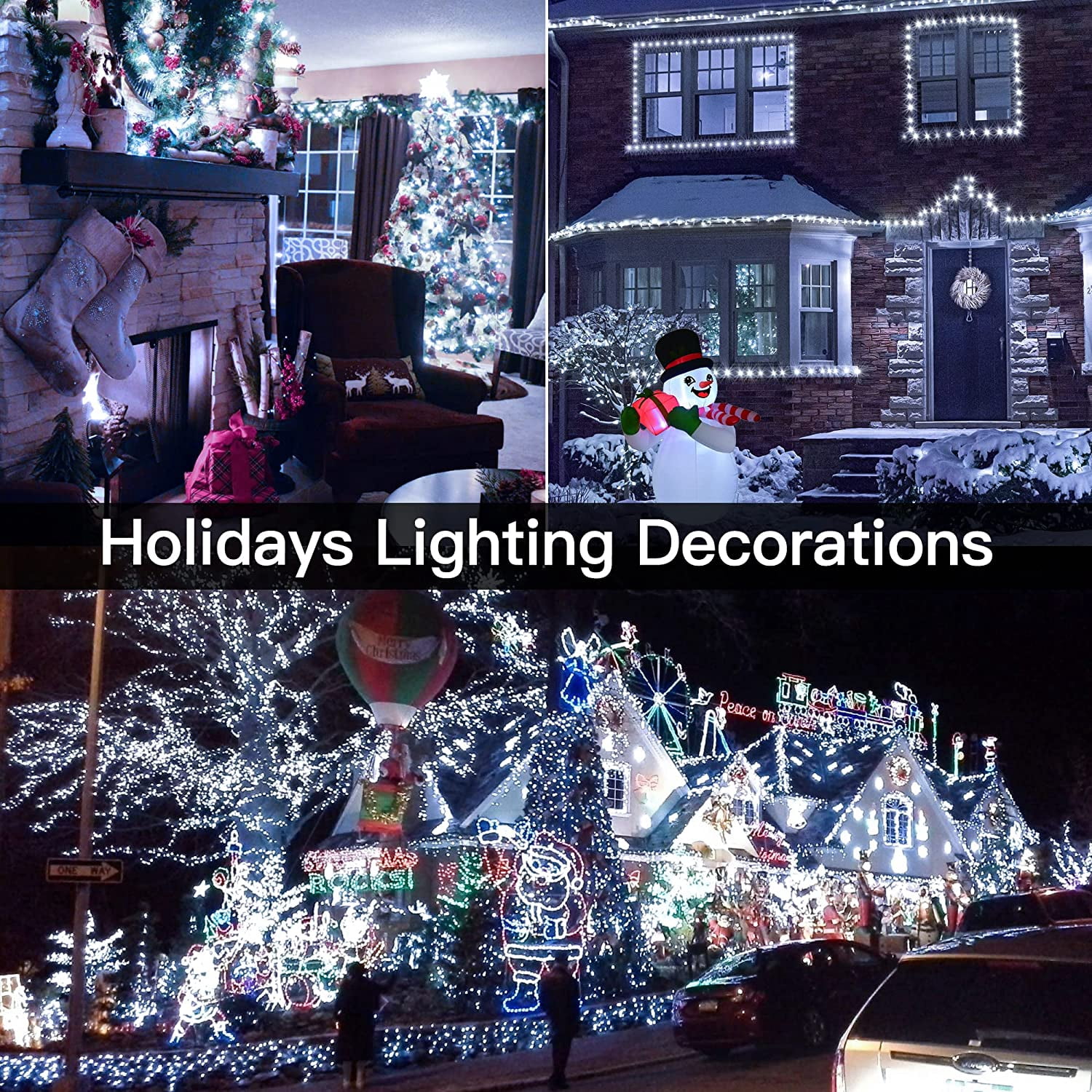 GooingTop 200 LED Christmas Outdoor Lights,Total 108ft Super Bright Christmas Lights Plug in Waterproof with 8 Lighting Modes for Holiday Party Bedroom Christmas Decorations Outdoor( White)