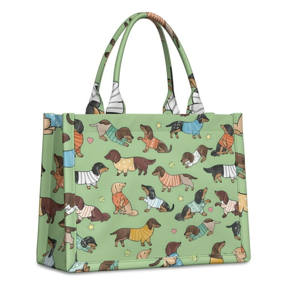 Large Capacity Tote Bag,Cute Cartoon Dachshund Handbag Fashion Luxury Tote Bag,15.7"x13"x 5.1" Inches,Laptop Compatible