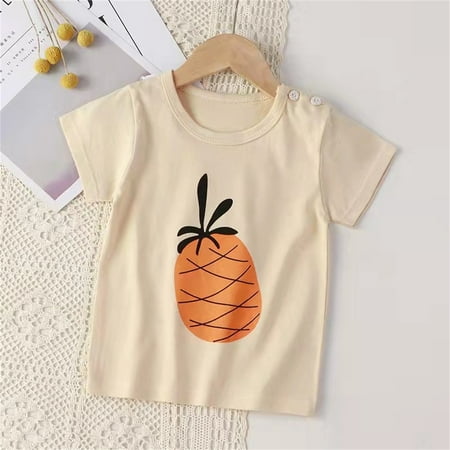 

nsendm Children Kids Toddler Infant Baby Boys Girls Cute Cartoon Animals Short Sleeve Blouse Top T Shirt Outfits Large N Shirt Khaki 18-24 Months