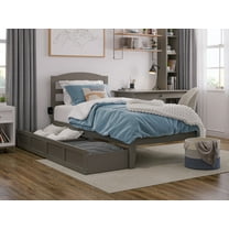 AFI Warren 14" Twin Wood Platform Bed Frame with Set of 2 Storage Drawers, Grey