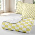 thumbnail image 4 of Manfei Geometric Check Twin Quilt Set,Classic Checkered Twin Coverlet Set,Yellow White,2-Piece,1 Bedspread and 1 Pillowcase, 4 of 7