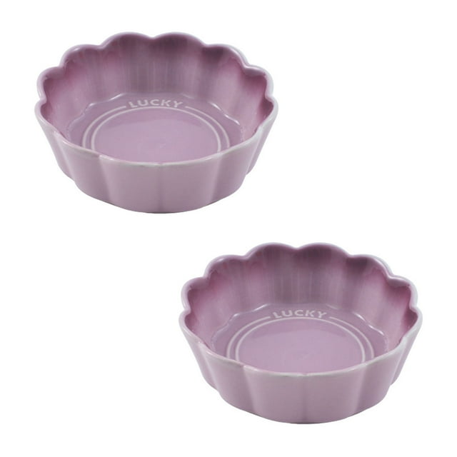 Qeeadeea Small Round Baking Dish Set Of 2, Round Ceramic Pie Plate, Colorful Ceramic Casserole Dish-purple-15x15x5cm, 400ml