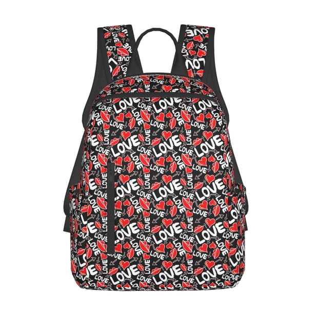 Fotbe Graffiti Valentine Day Mochila Ligera para Hombres y Mujeres - Duradera y Resistente al Agua, Ideal para Escuela, Trabajo, Viajes y Uso Diario