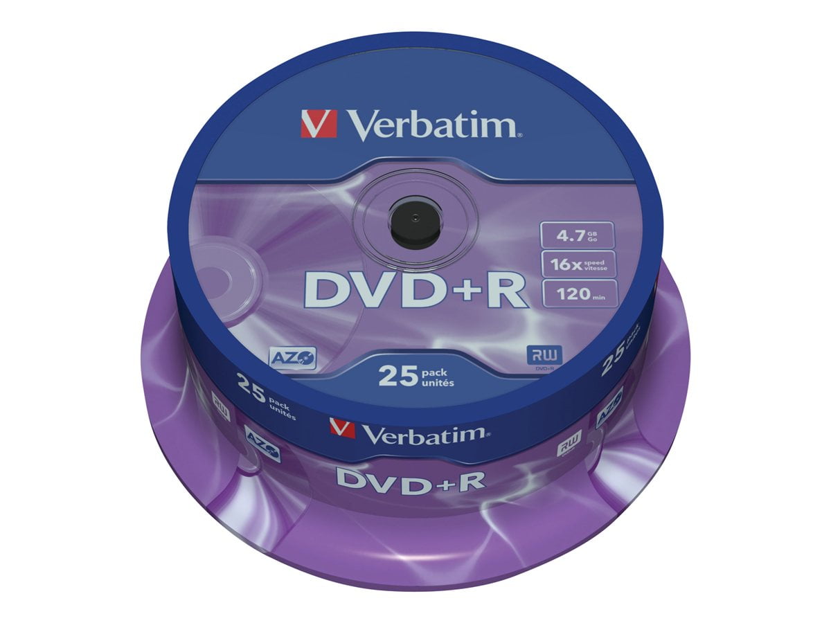 Verbatim 95033 4.7 GB 16x Spindle DVD+R Recordable Disc - Silver (25/Pack)