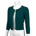 thumbnail image 2 of YEMAK Women's Crewneck Button Down 3/4 Sleeve Cropped Knit Cardigan Sweater MK3514, 2 of 11