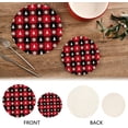 thumbnail image 4 of SKYSONIC 2Pcs Trivet Pot Holder, Buffalo Plaid Geometric Round Woven Potholders Set Cotton Braided Hot Pads Coasters Table Mats for Cooking and Baking, 4 of 7
