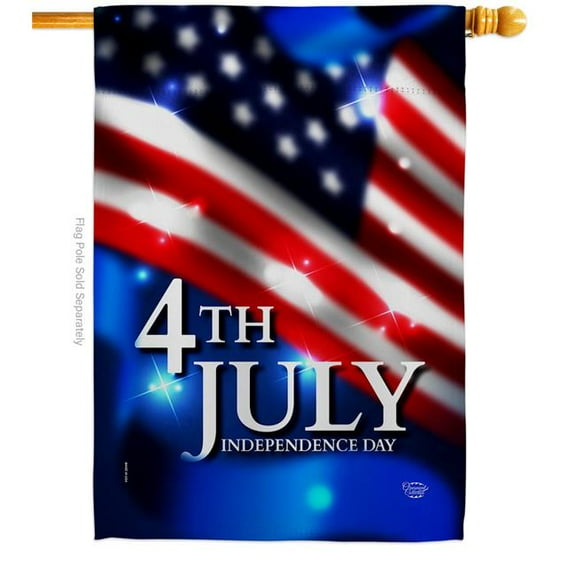 Ornament Collection H192636-BO 28 x 40 in. July 4th American Vertical House Flag with Double-Sided Decorative Banner Garden Yard Gift