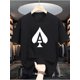 thumbnail image 1 of Camiseta informal de cuello redondo para hombre con estampado de as de picas "A", tejido de punto 100 % poliéster, ligeramente elástica, manga corta de moda veraniega, corte estándar, 180 g/m² - Blanc, 1 of 5