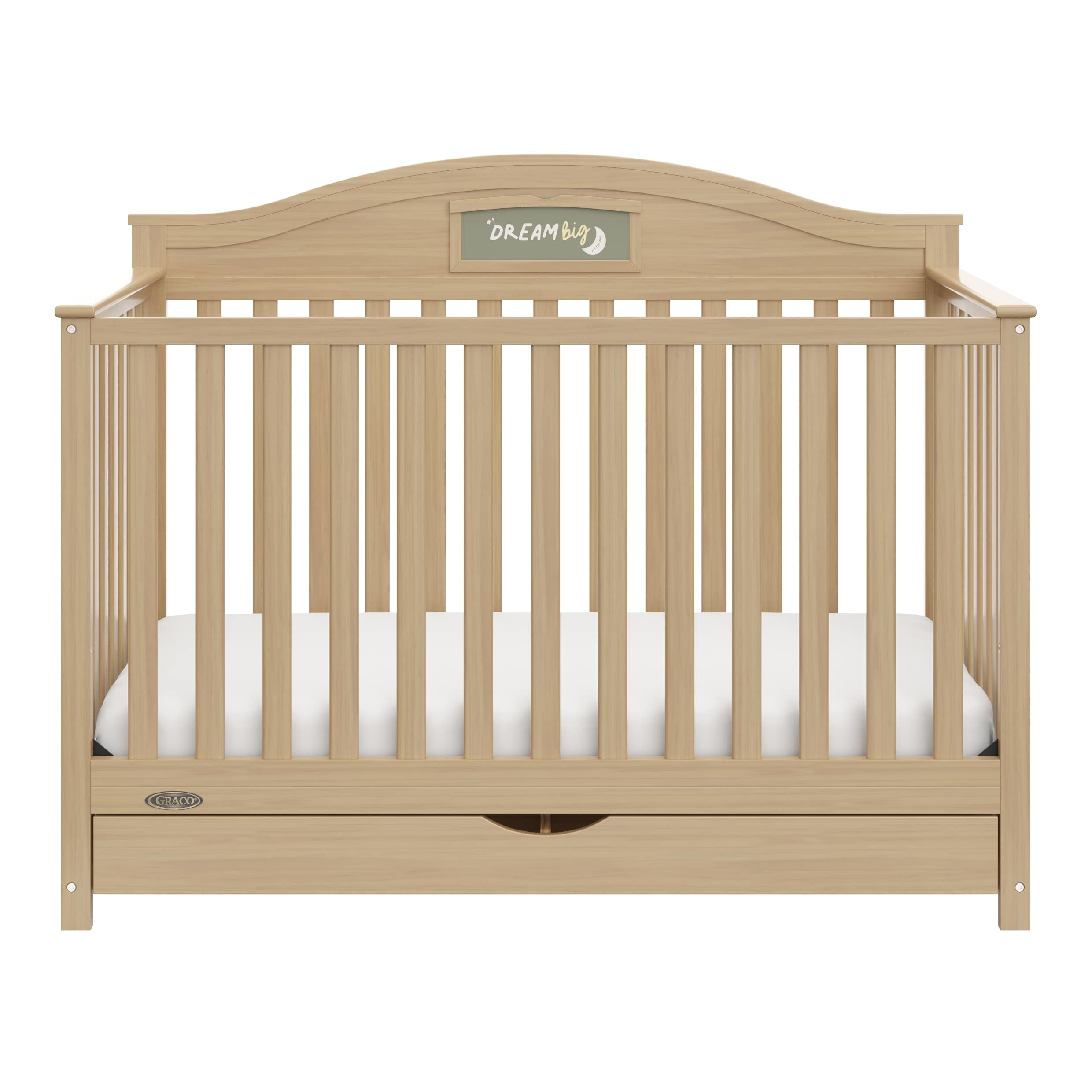 Graco Story 5-in-1 Convertible Baby Crib with Drawer and Reversible Headboard, Driftwood