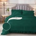 thumbnail image 3 of DNG Creations 1 Piece Vintage Ruffle Pattern Comforter Set Premium Ultra Soft 550 GSM All Season ( Full/Queen Size ) 100% Egyptian Cotton Solid Teal Green Colour, 3 of 8