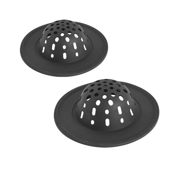 Spectrum Silicone Sink Strainer 2-Pack - Flexible Kitchen Sink Drain Strainer, Fits Standard Sinks, Drain Guard Catch Food Debris for Sink Protection, Easy Removal, Dishwasher Safe, Black