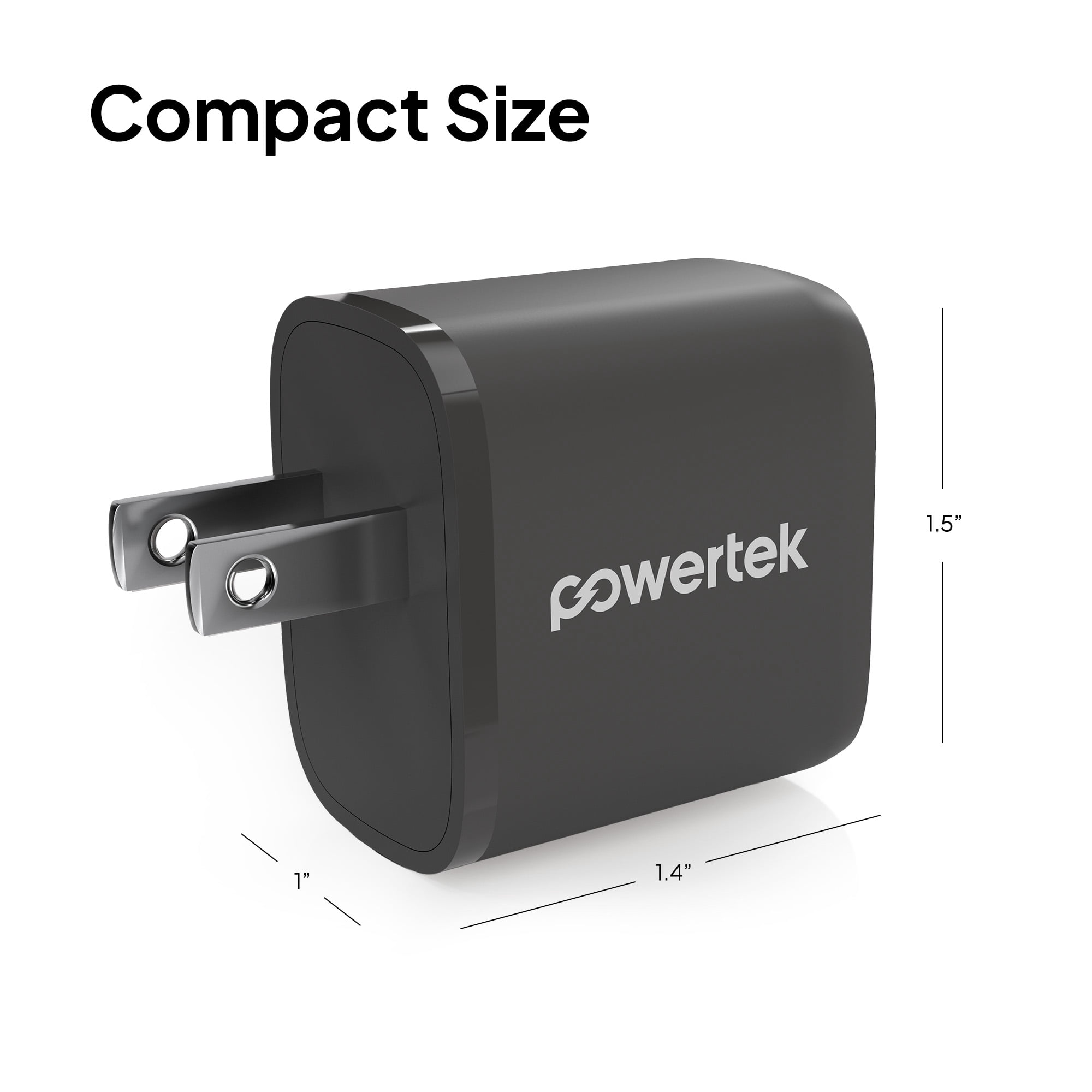 Powertek 20W USB-C PD + 18W USB-A Dual Port Wall Charger, Two-Tone Pastel, Grey