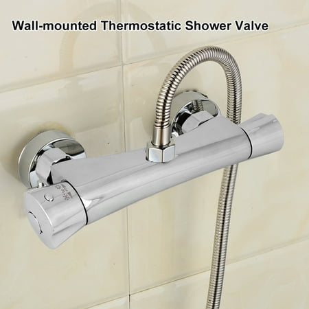 Thermostatic Shower Valve Hilitand Wall Mounted Chrome Plated Brass Thermostatic Shower Mixing Valve Home Bathroom Accessory, Thermostatic Mixer, Thermostatic Mixer