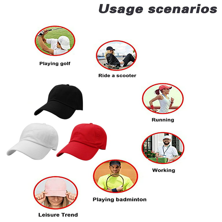 Base Ball Hat for Men & Women, Flex Fit Baseball Caps, Solid Cotton Fitted  Hats Set of 3 Red White & Black for Outdoor Sports All Seasons