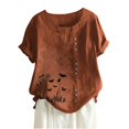 thumbnail image 2 of JUNWELL Hauts pour Femmes en Liquidation Mode Été Ample Imprimé Col Rond T-Shirt Manches Courtes Blouse Décontractée, 2 of 3