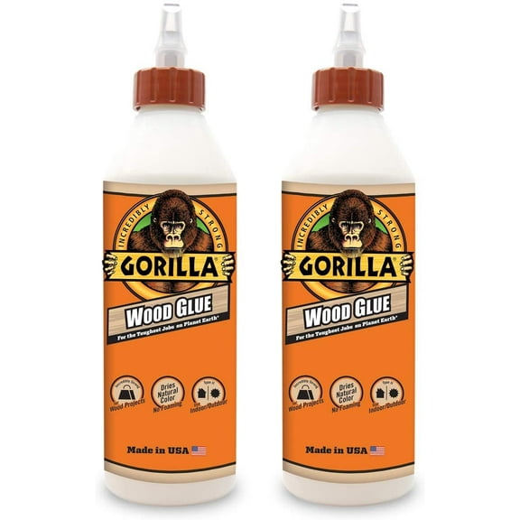 Gorilla Wood Glue, 18 ounce Bottle, Pack of 2