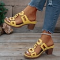 thumbnail image 3 of Slides Sandals for Women Trendy Cutout Open Toe Heels Comfortable Orthopedic Shoes Casual Platform Slip on Summer Dress Shoes Yellow Size 9, 3 of 7