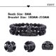 thumbnail image 4 of Pulseras de cuentas negras mate de 8 mm con piedra de ónix y corona de rey., 4 of 5