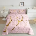 thumbnail image 2 of Manfei Pink Marble 2pcs Bedding Comforter Set,Watercolor Art Twin Comforter Sets,Stone Patter Breathable Bedding Set,Ultra Soft Teenager Bedroom Decor,Reversible, 2 of 8