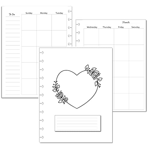 Undated Monthly Calendar Refills for 11 Disc Planners (Love)